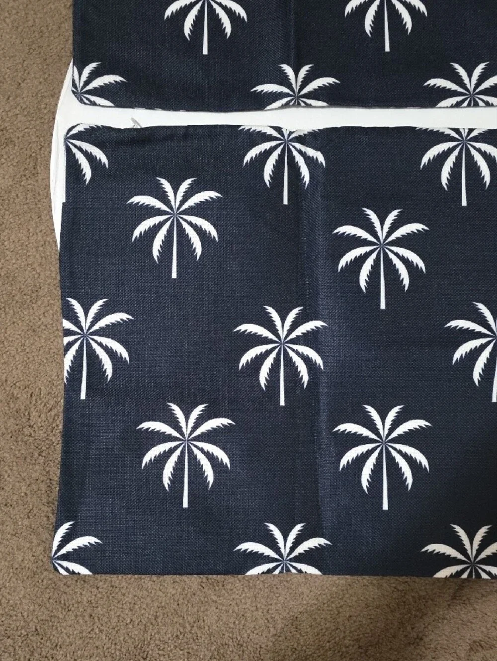 Navy Palm Tree Pillow Covers - Set of 2